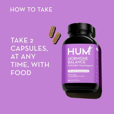 HUM Nutrition Hormone Balance for PMS Relief & Mood Support Vegan Capsules 60ct - New