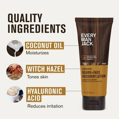 Every Man Jack Men's Recovery Beard + Face Moisturizer Lotion Sandalwood 3.2 fl oz - Imperfect Container