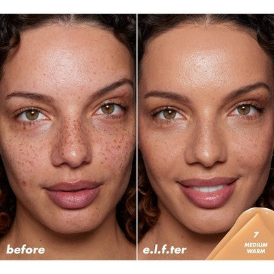 e.l.f. Halo Glow Skin Tint Light Coverage Foundation SPF 50 7 Medium Warm 1 fl oz - Imperfect Box
