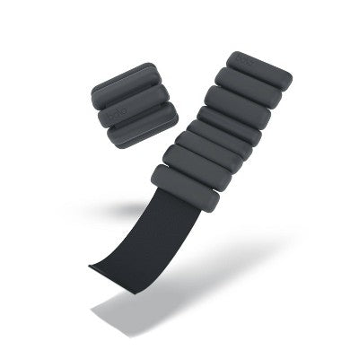 Bala Bangles 2pc Wrist & Ankle Weight Set Charcoal 2lb Adjustable Steel; Silicone Weights - Imperfect Box