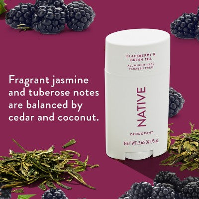 Native Solid Deodorant for Women & Men Blackberry & Green Tea 2.65oz - New