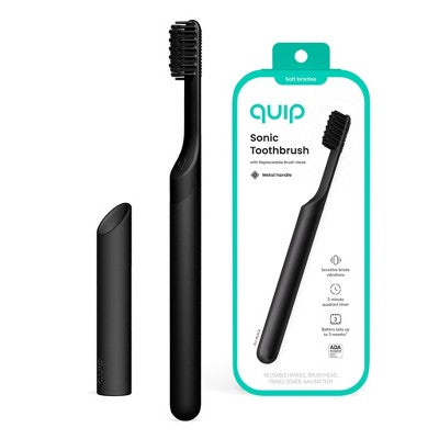 quip Sonic Electric Metal Toothbrush and Travel Case Black - Imperfect Box
