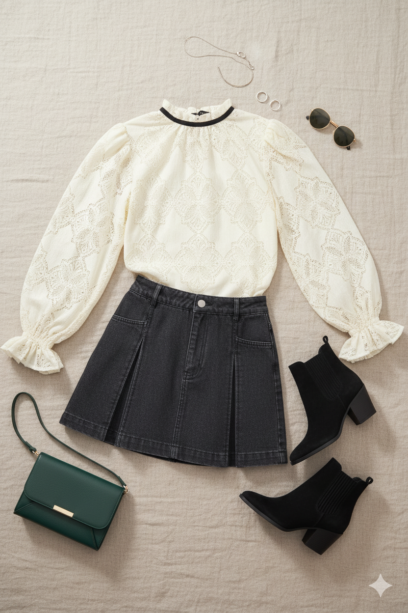 Precious Look Ivory Woven Lace Top-1