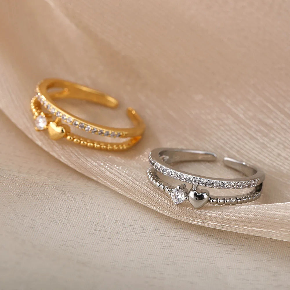 Zircon Double Heart Ring