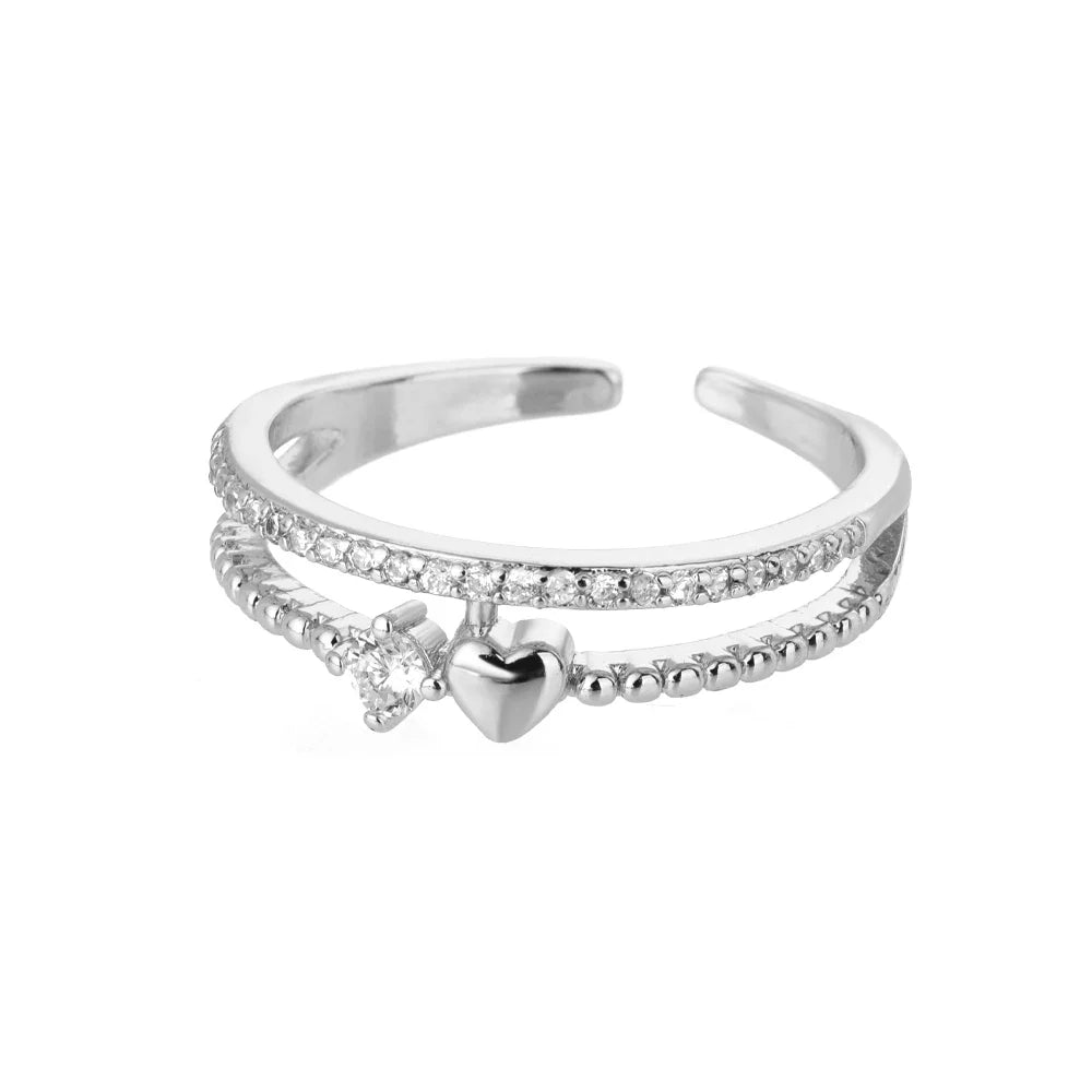 Zircon Double Heart Ring