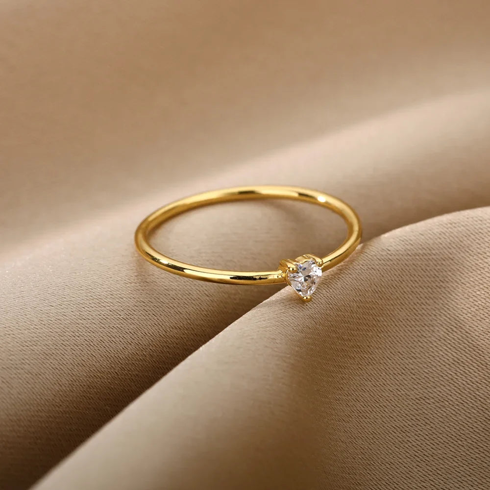 Zircon Little Heart Ring