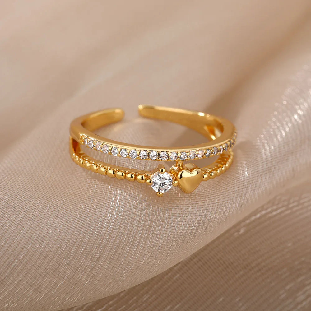 Zircon Double Heart Ring