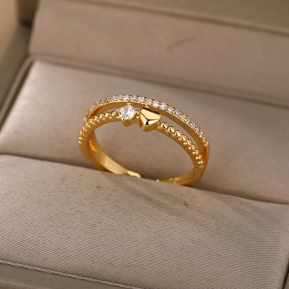 Zircon Double Heart Ring