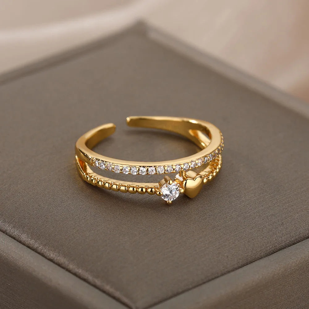 Zircon Double Heart Ring