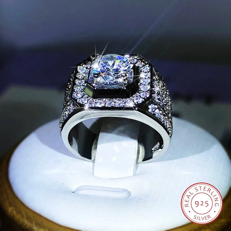 925 Sterling Silver AAA Crystal Zircon Ring