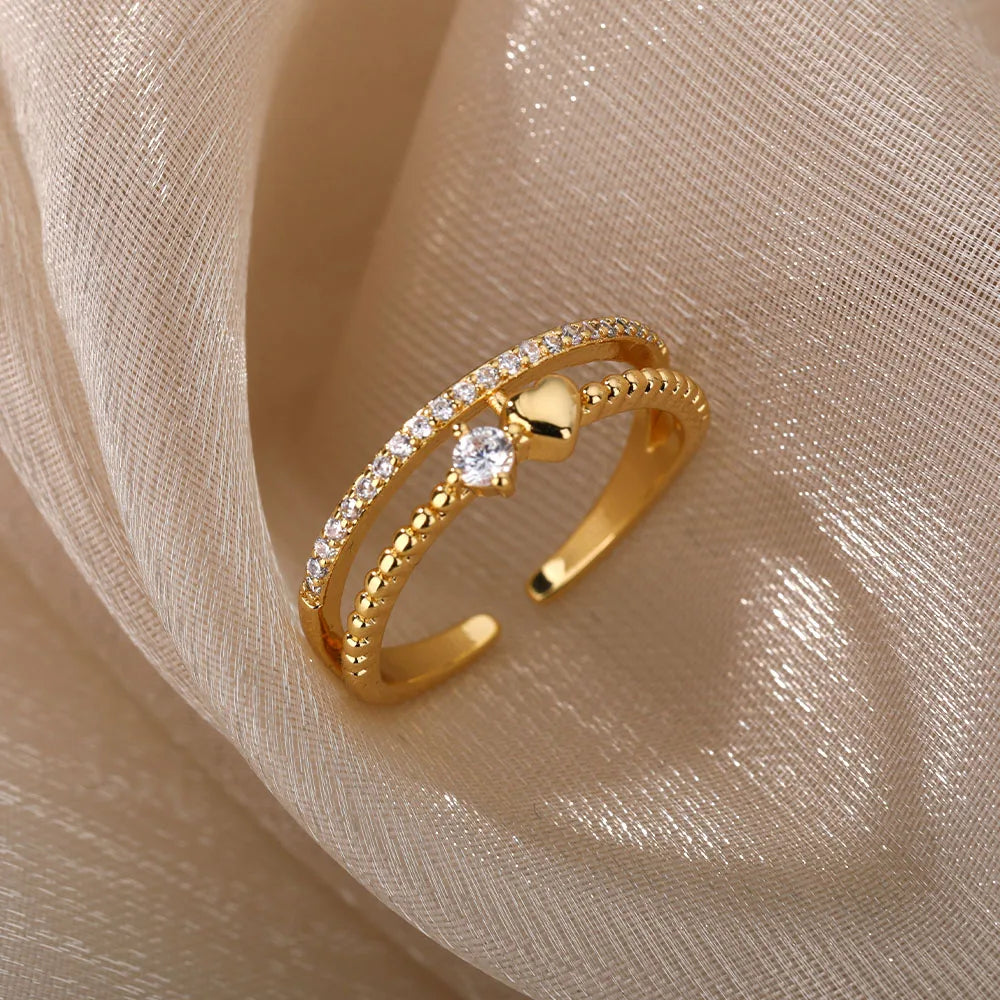 Zircon Double Heart Ring