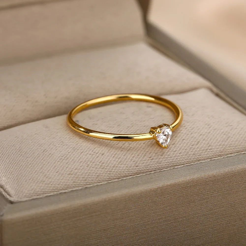 Zircon Little Heart Ring
