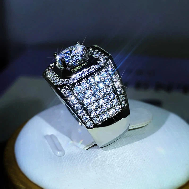 925 Sterling Silver AAA Crystal Zircon Ring