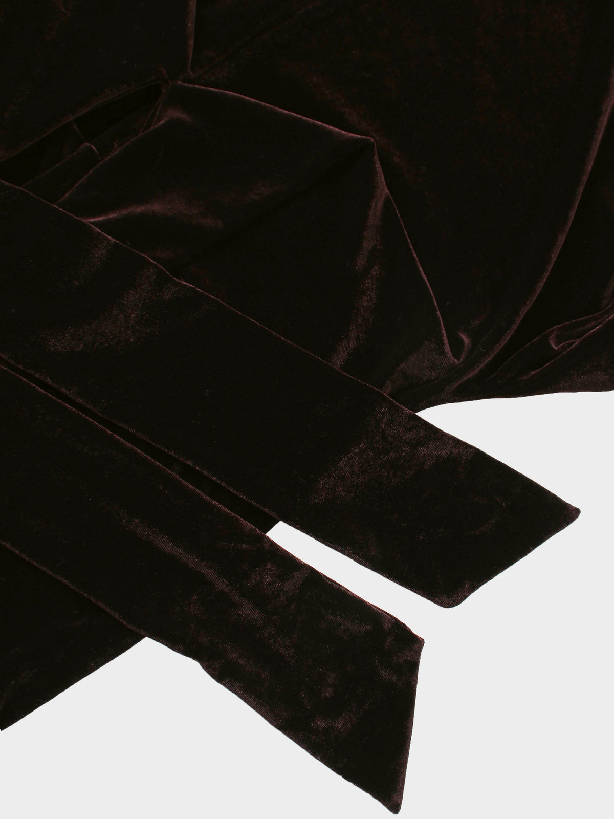 Velour Wrap Tie Maxi Dress-Brown