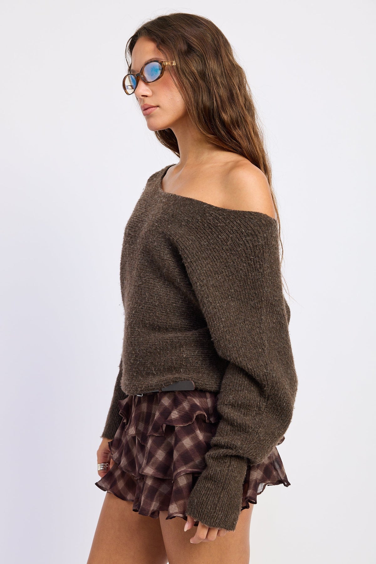 Emory Park Inez Off-Shoulder Ribbed Sweater