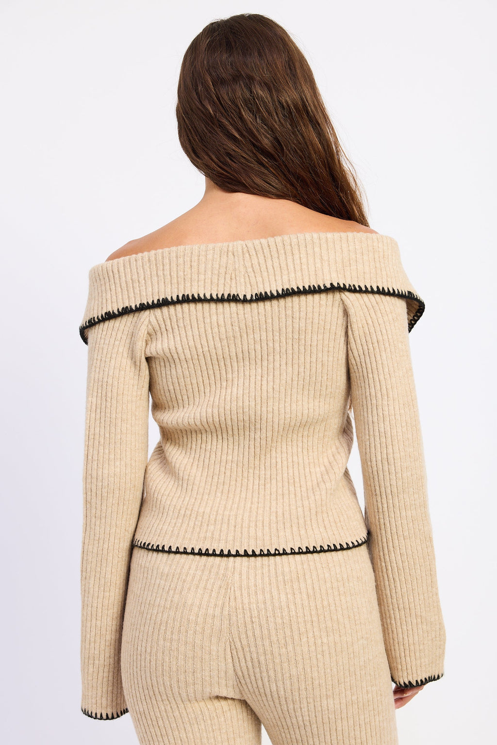 Emory Park Josie Off-Shoulder Button-Front Sweater — Oatmeal-2