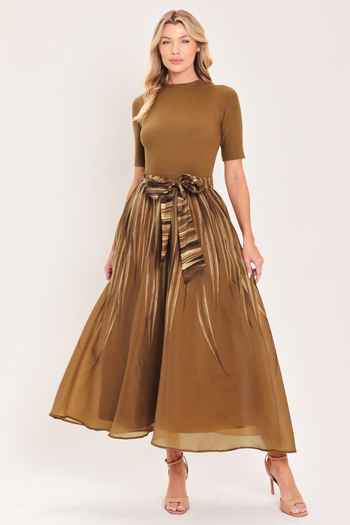 Flying Tomato Golden Quill Sweater Midi Dress-0