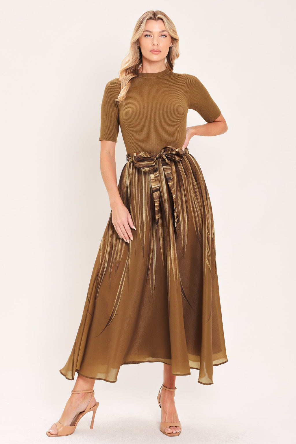 Flying Tomato Golden Quill Sweater Midi Dress-4