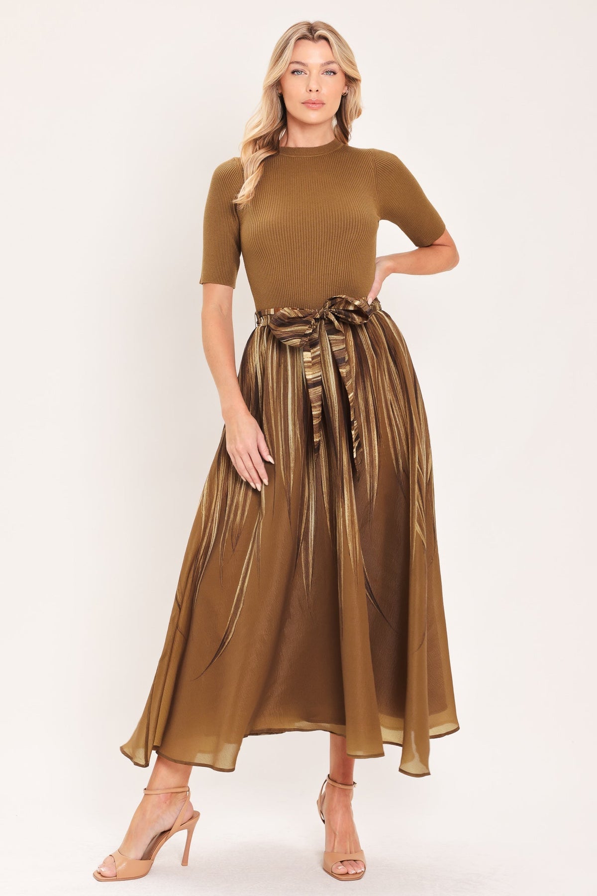 Flying Tomato Golden Quill Sweater Midi Dress-4