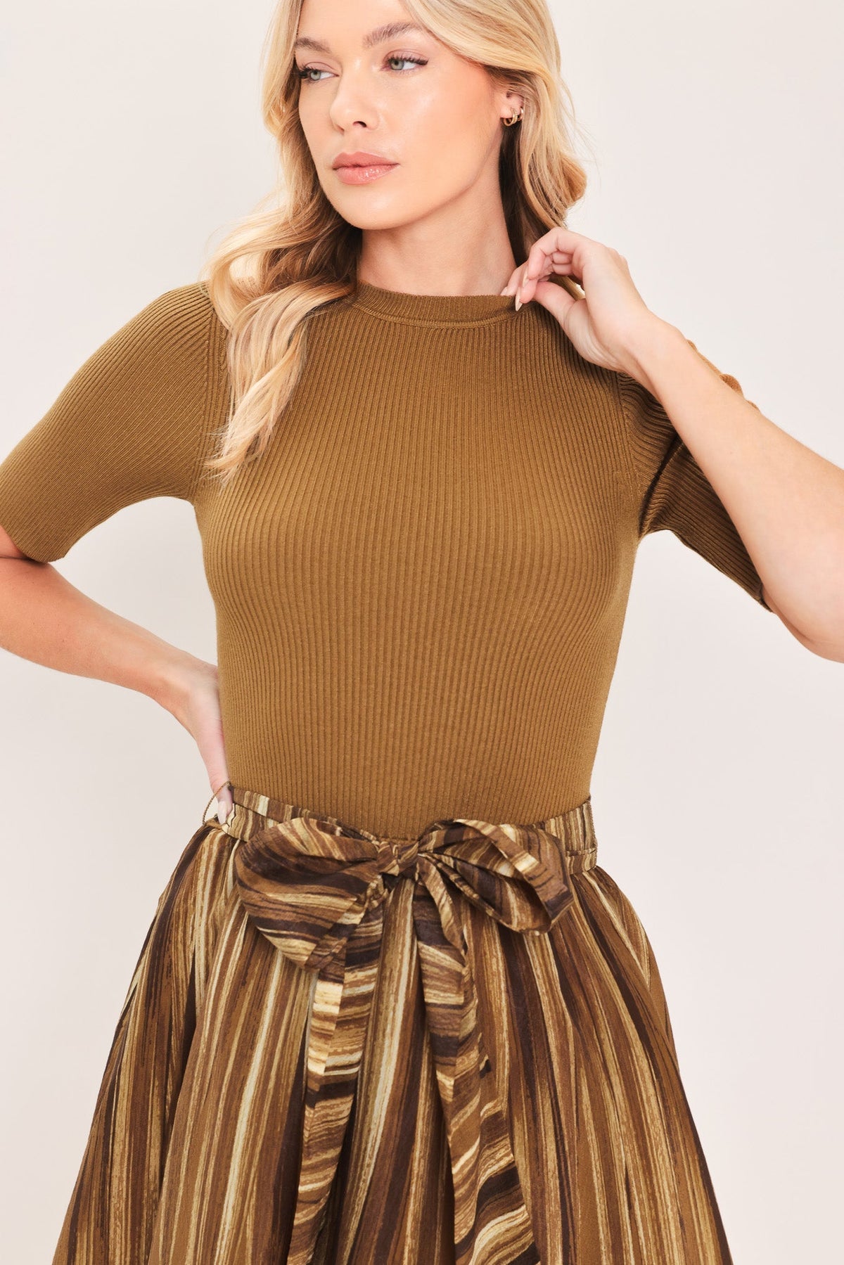 Flying Tomato Golden Quill Sweater Midi Dress-3