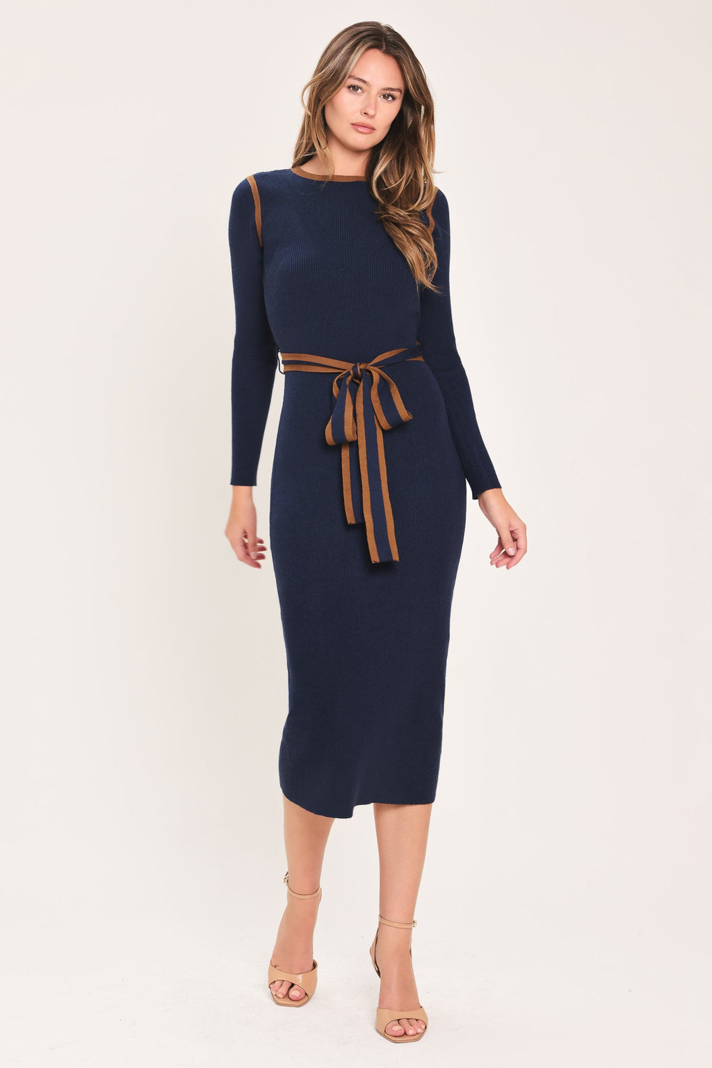 Flying Tomato Cozy by Design Belted Sweater Midi Dress