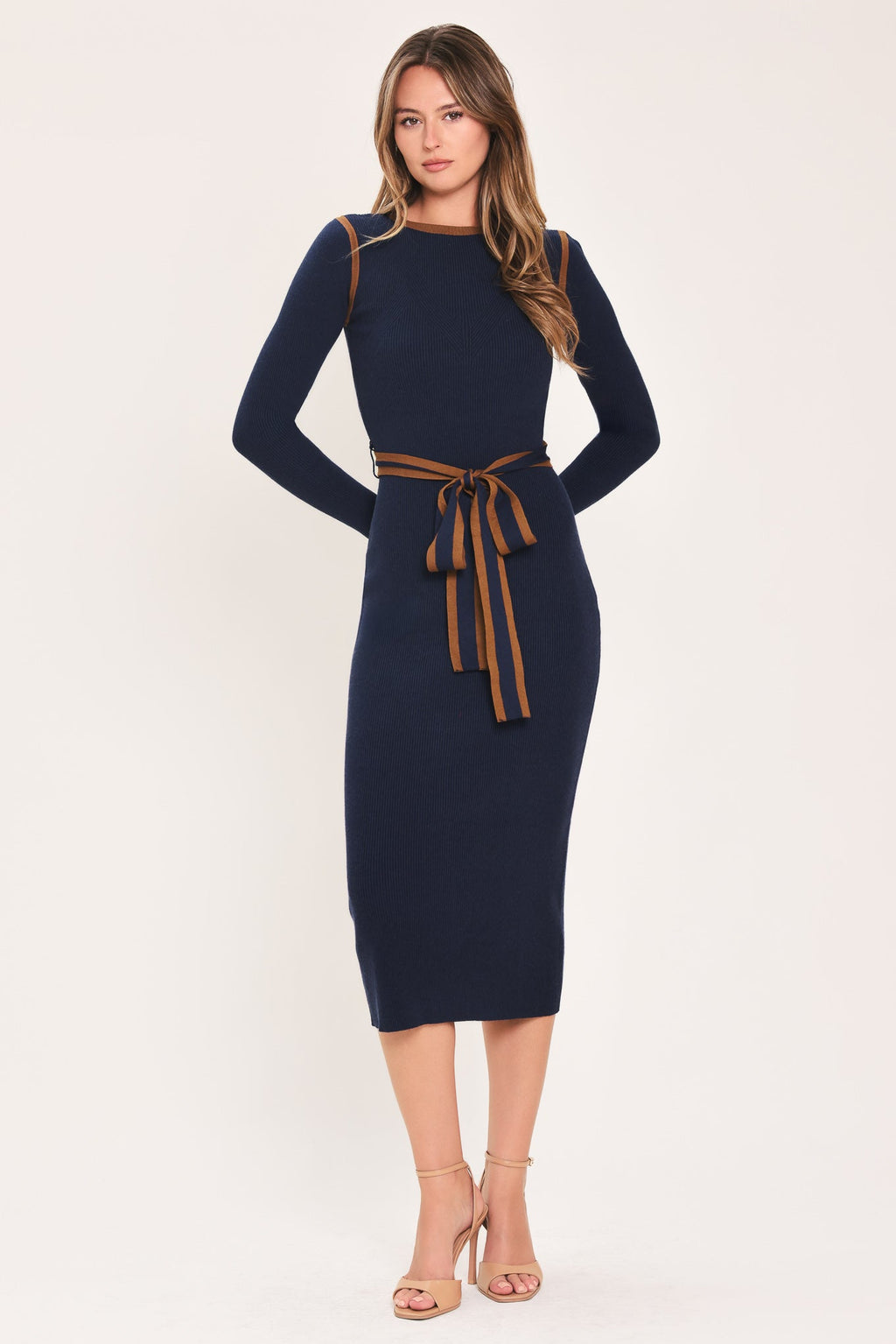 Flying Tomato Cozy by Design Belted Sweater Midi Dress