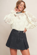 Precious Look Ivory Woven Lace Top-0