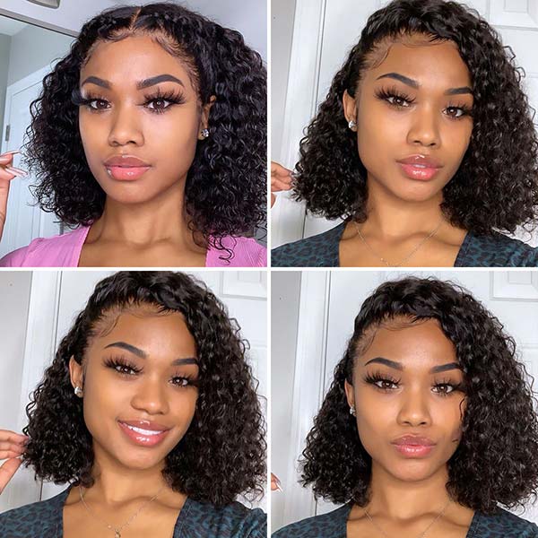 Junoda Blunt Cut Deep Wave Bob Wig Quick Weave Human Hair Lace Wigs