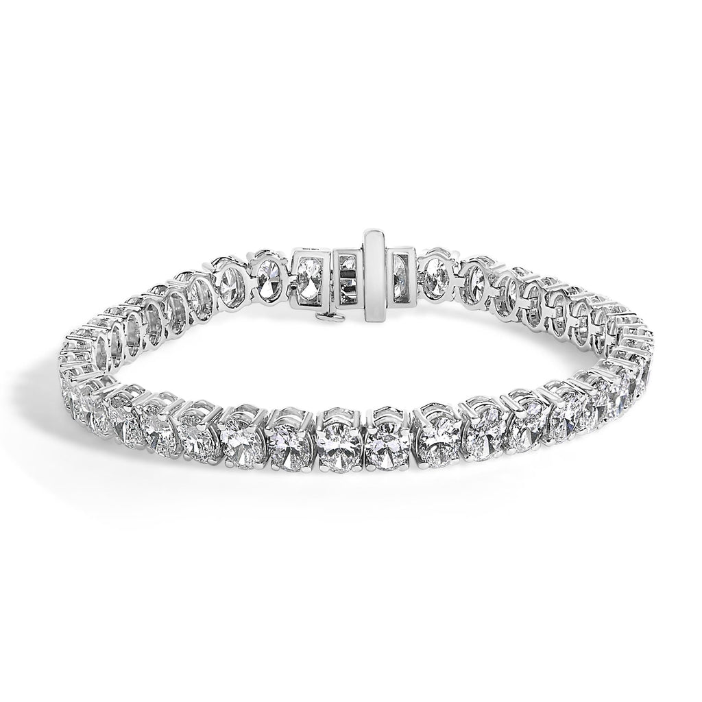 IGI Certified 14K Yellow Gold 18 1/2 Cttw Oval Cut Lab Grown Diamond Tennis Bracelet