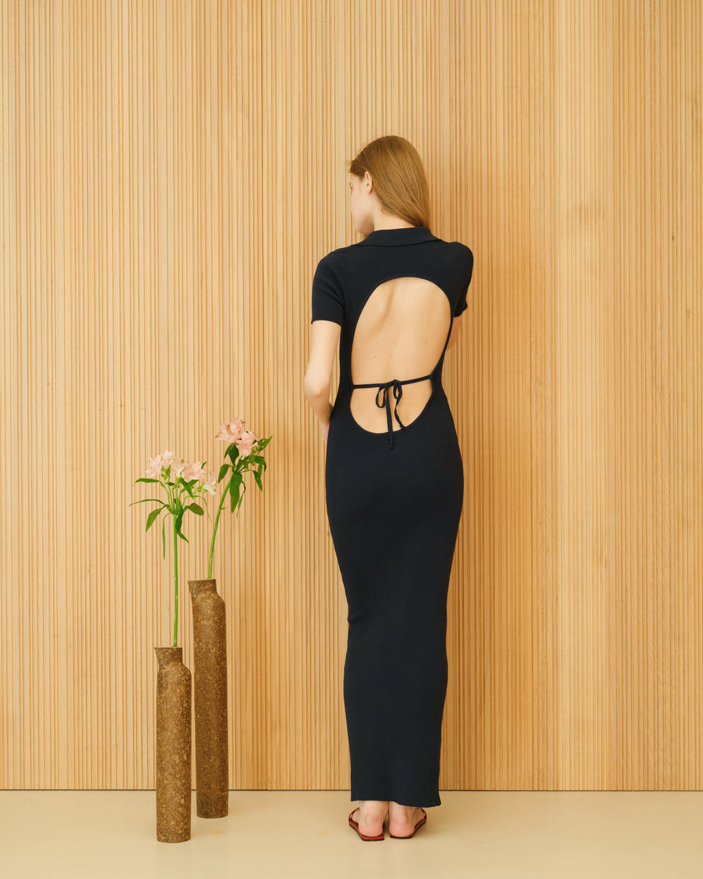 Cotton Open-Back Polo Dress