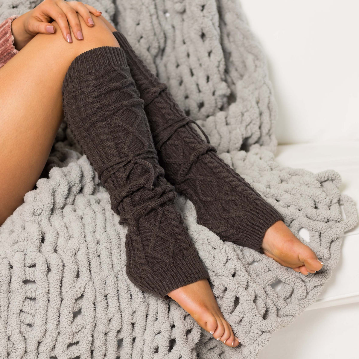 Long Cable-Knit Leg Warmer