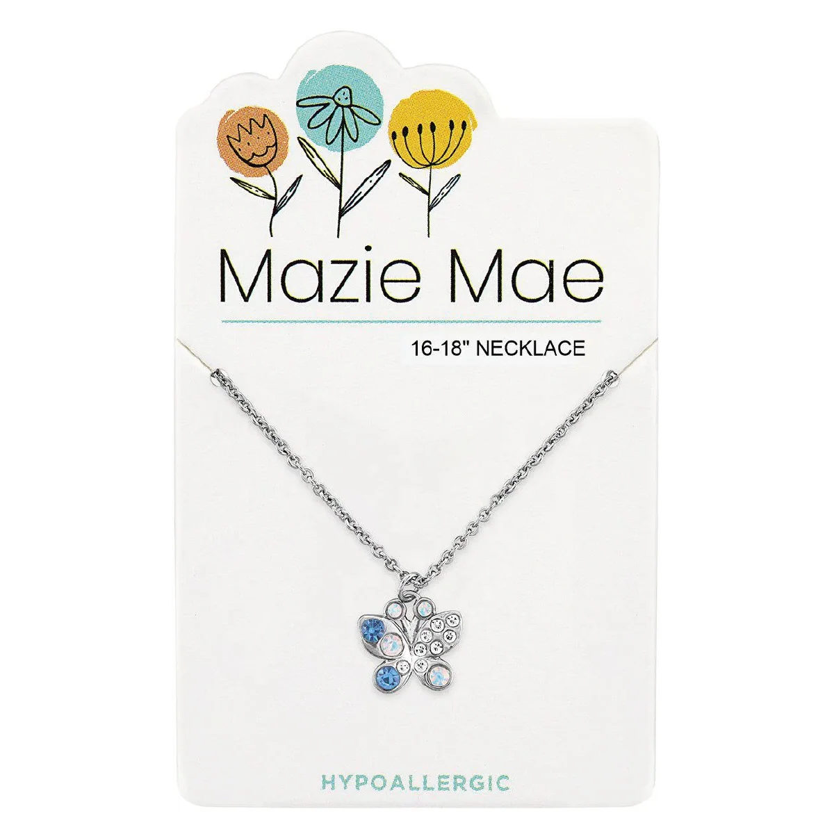 Silver Opal & Aquamarine Butterfly Necklace