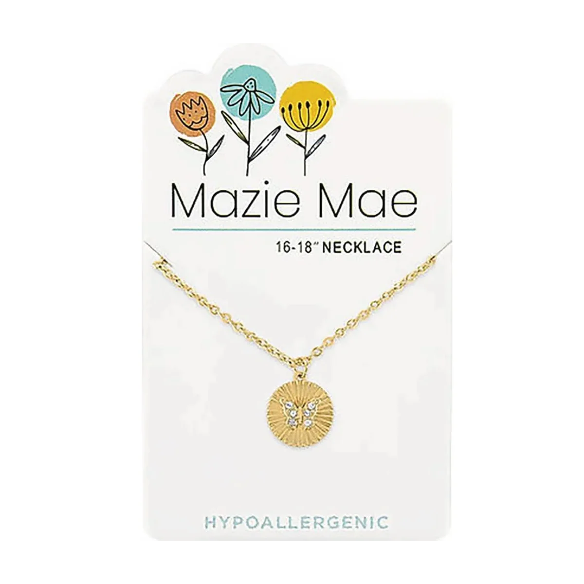Gold Butterfly Disc Necklace