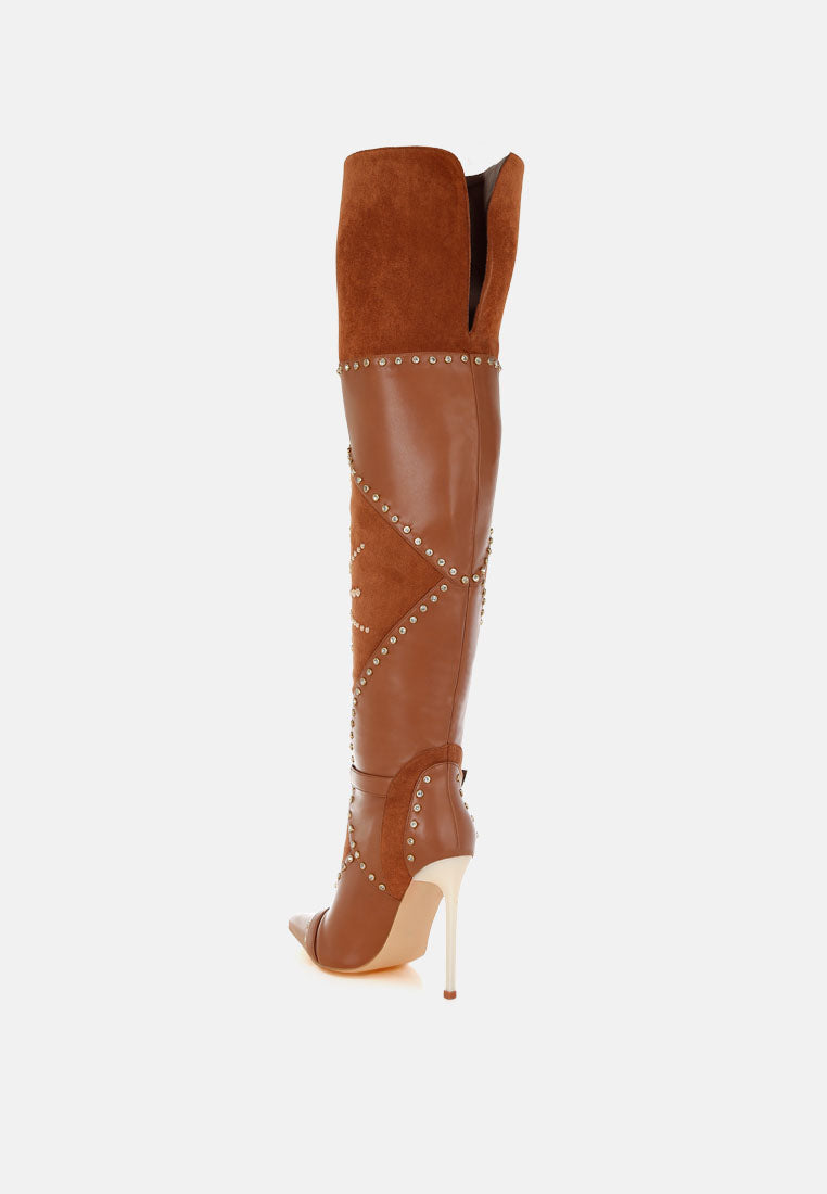 Medira Pointed Toe Embellished Stiletto Boots