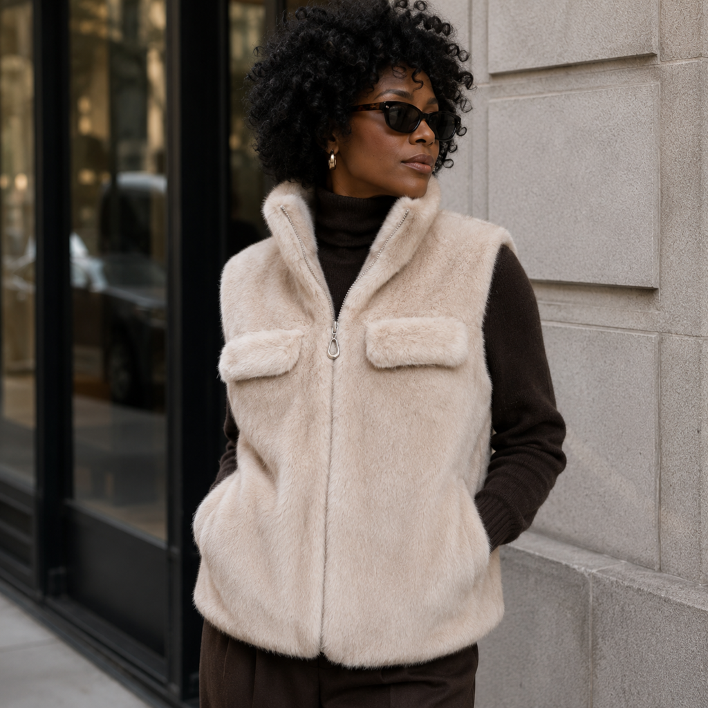 Ellison+Young Modern Luxe Faux Mink Fur Vest