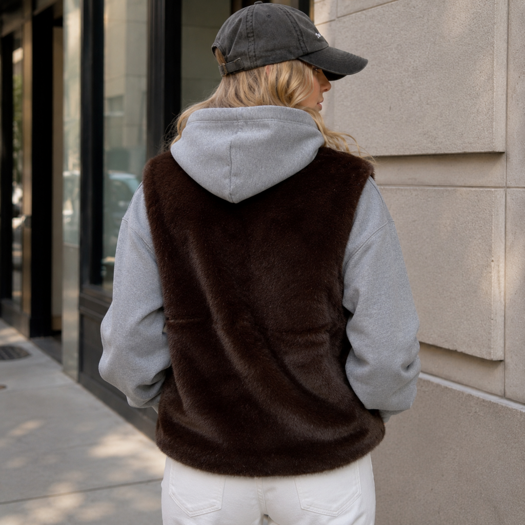 Ellison+Young Modern Luxe Faux Mink Fur Vest