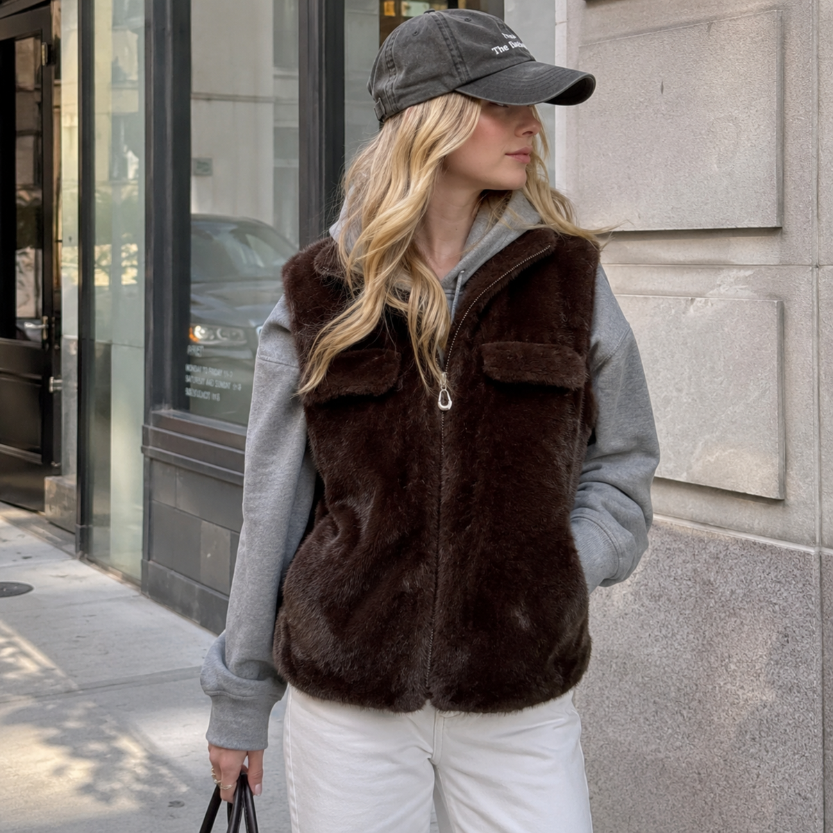 Ellison+Young Modern Luxe Faux Mink Fur Vest