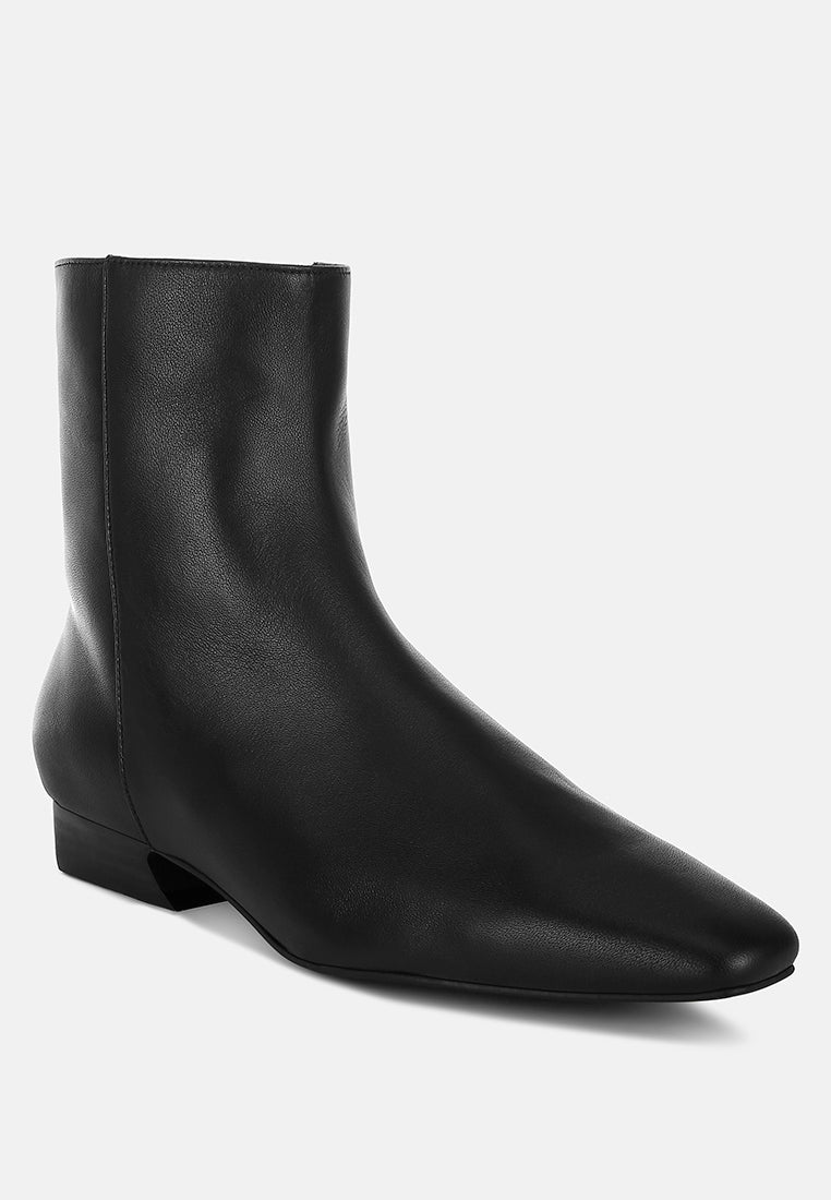 Obita Flared Heel Genuine Leather Boots