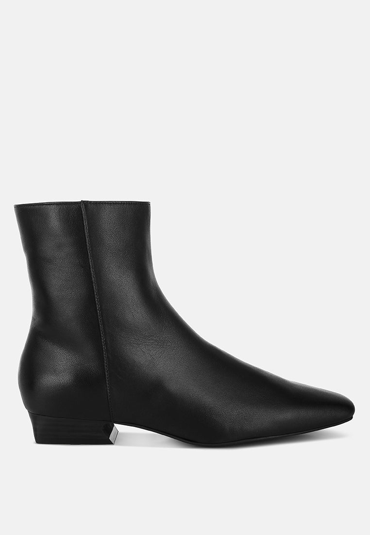 Obita Flared Heel Genuine Leather Boots