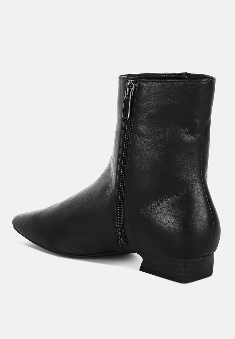 Obita Flared Heel Genuine Leather Boots