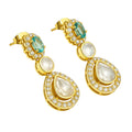 Kundan Polki Dangle Earrings 18K Gold Plated Jewelry with Gemstone PGE1002-9