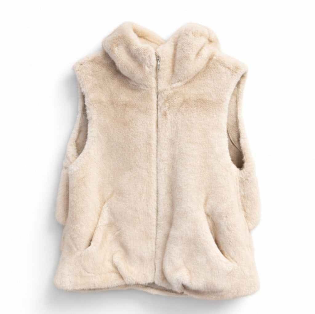 Real Feel Faux Mink Fur Hooded Vest
