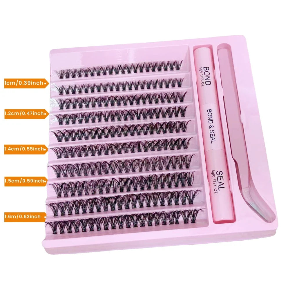 200-Piece Single Cluster False Eyelash Set | Faux Mink Fluffy Natural Lashes
