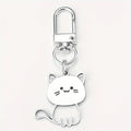 Stainless Steel Lovely Cat Keychain Couple Lover Animal Matching Keyring Cat Eating Fish Pendants Valentine's Day Gifts 2025 New