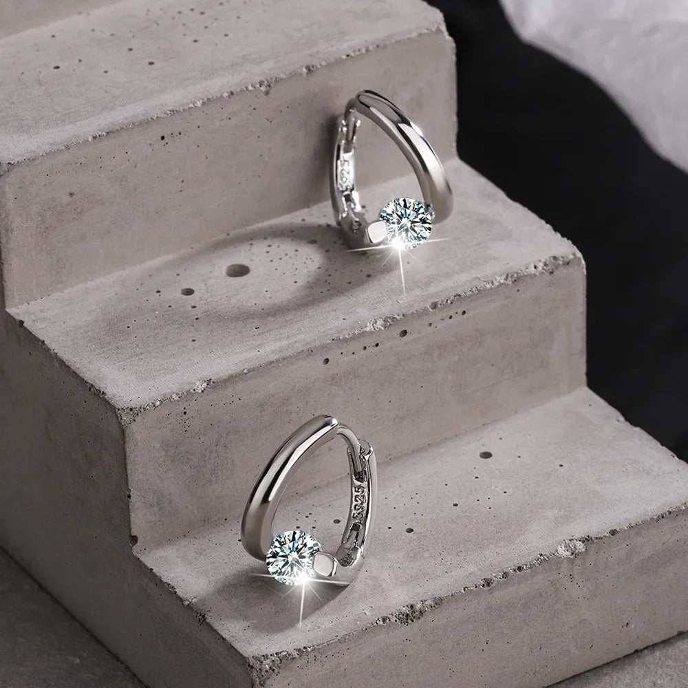 925 Sterling Silver Gold Crystals Simple Earrings For Women Fashion Wedding Luxury Jewelry 2024 Trend