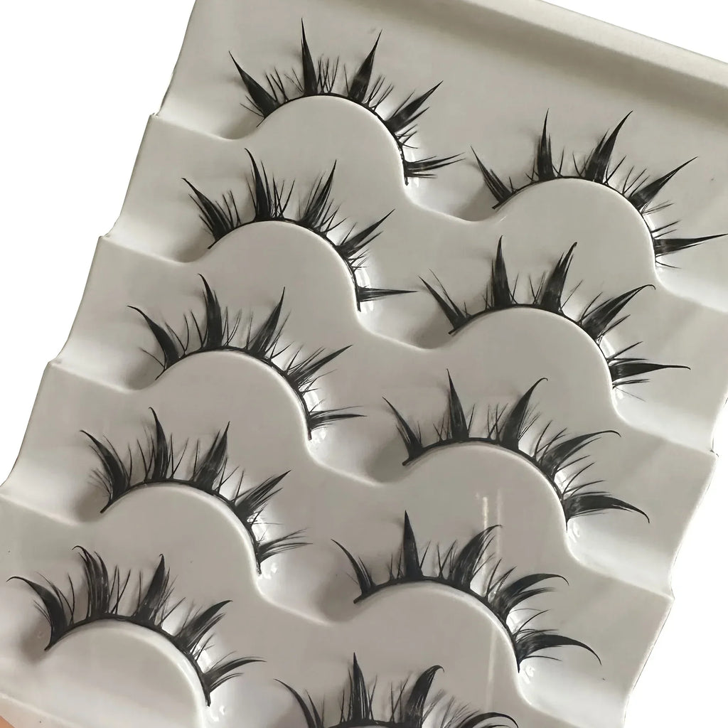 Anime-Inspired False Eyelashes | 5 Pairs Cartoon Eye Faux Lashes for Dramatic Demon Style