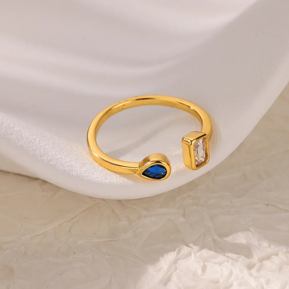 Zircon Square Drop Ring