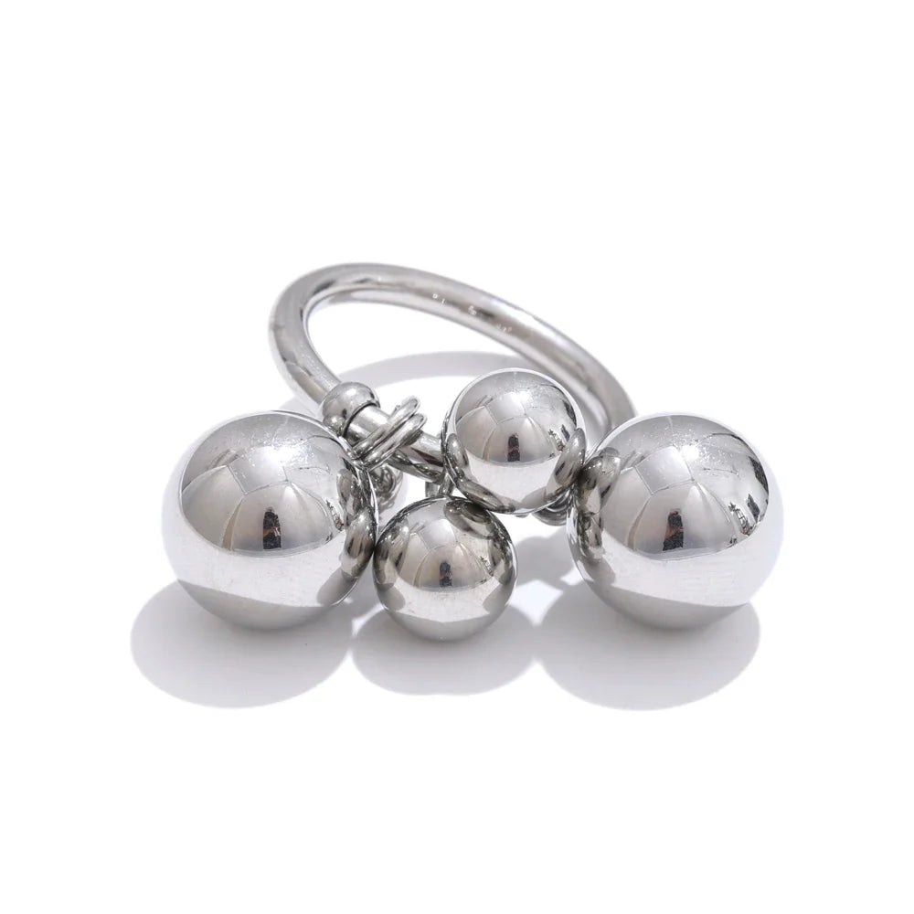 Stainless Steel Beads Ball Ring