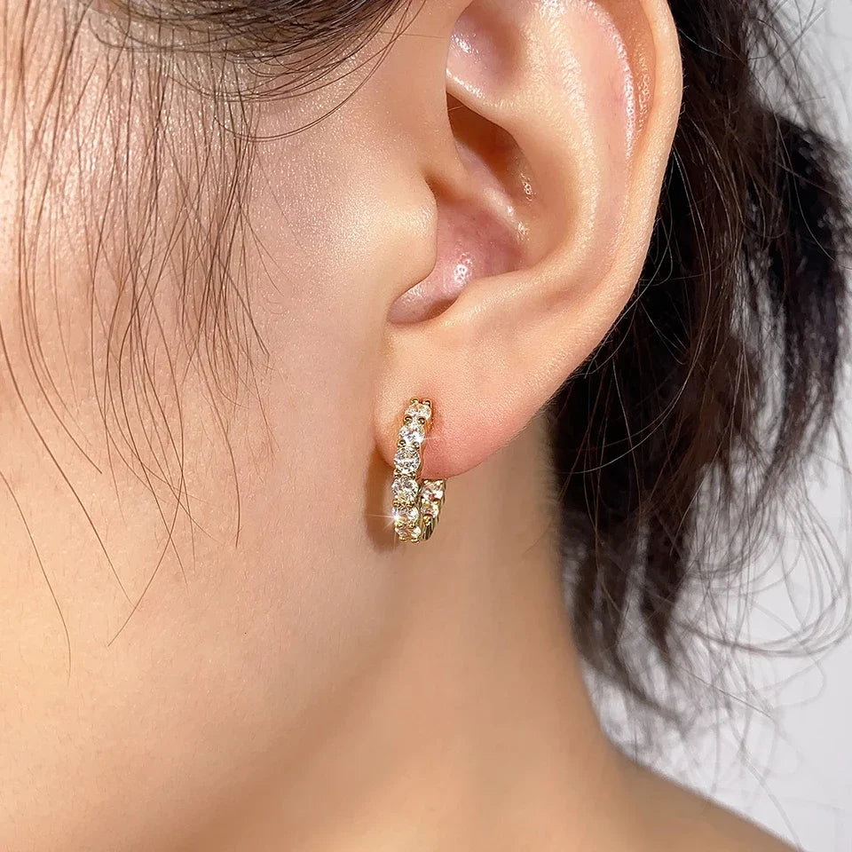 Zircon Huggie Cartilage Ear Cuff Set