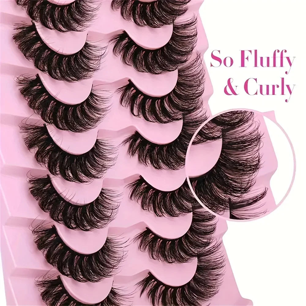 Fluffy Cat Eye Lashes Wispy 6D Volume False Eyelashes Soft Curly Fake Lashes